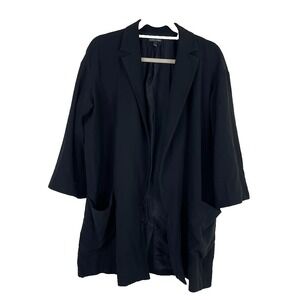 Eileen Fisher Silk Open Front Jacket 3/4 Sleeve Capsule Office Minimalist Small‎